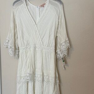 Gibson Latimer Ivory Lace Midi Dress